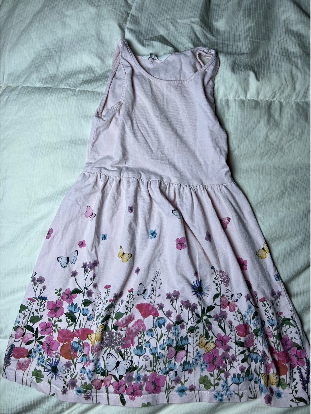 H&M girls light pink floral sleeveless dress size 6-8
